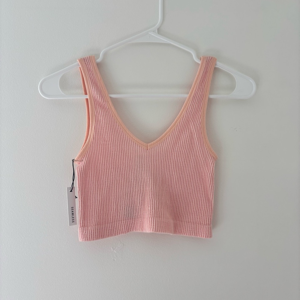 Forever 21 Ribbed V Tank Light Pink Size S NWT